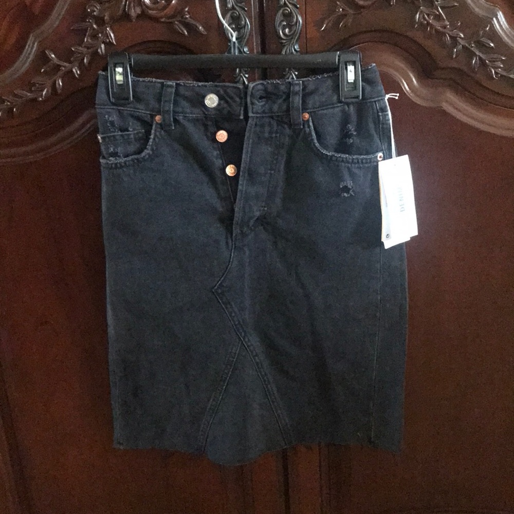 Black denim skirt